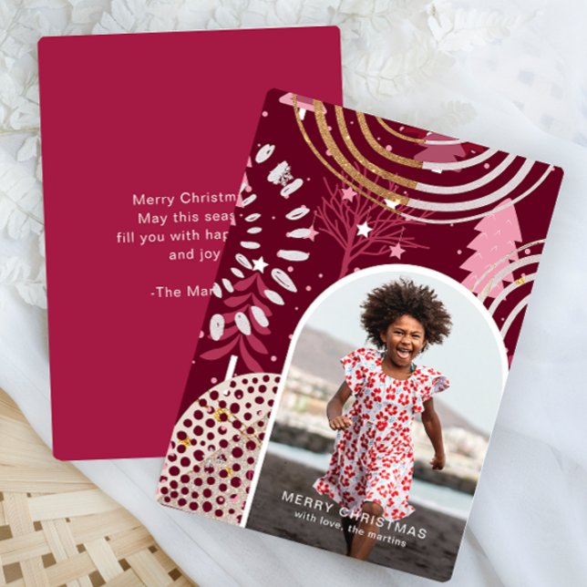 Cartes Pour Fêtes Annuelles Joli rose joyeux Noël Photo Message de voeux (Créateur téléchargé)