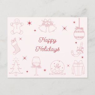 Cartes Pour Fêtes Annuelles Joli Rose Rouge Amusant Noël Dessiné à la Main Non