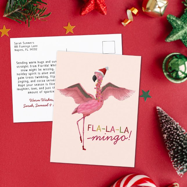 Cartes Pour Fêtes Annuelles Joli rose Tropical Floride Flamant rose Noël (Créateur téléchargé)