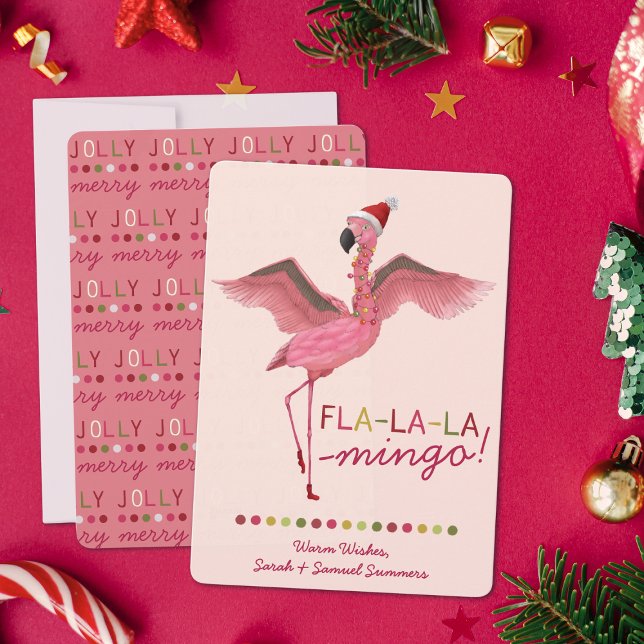 Cartes Pour Fêtes Annuelles Joli rose Tropical Floride Flamant rose Noël (Créateur téléchargé)