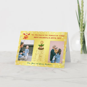 Cartes Pour Fêtes Annuelles Joli Rudolph 2 Photos Joyeuses Vacances Golden