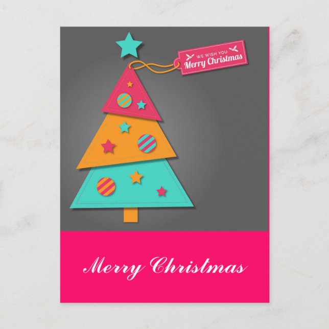 Cartes Pour Fêtes Annuelles Joli sapin de Noël lumineux art moderne artisanat (Devant)