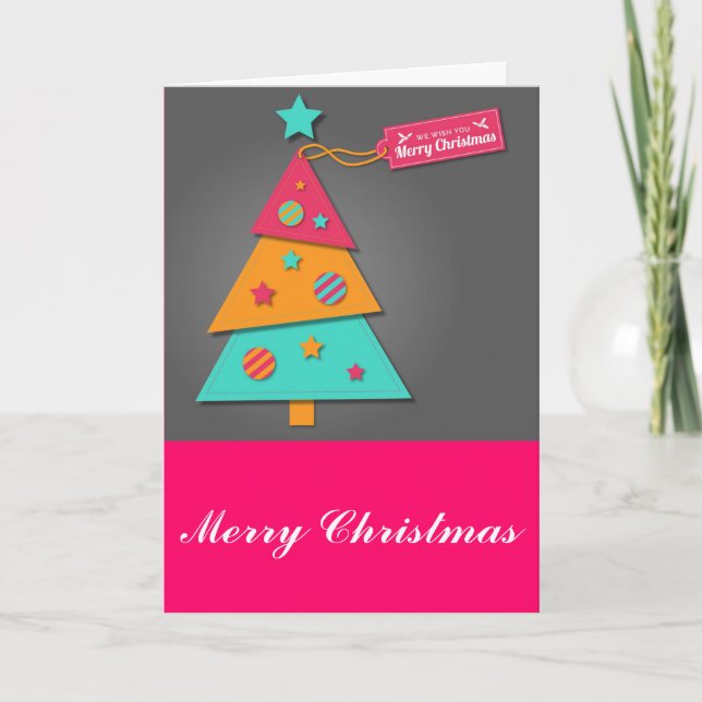 Cartes Pour Fêtes Annuelles Joli sapin de Noël lumineux art moderne artisanat (Devant)