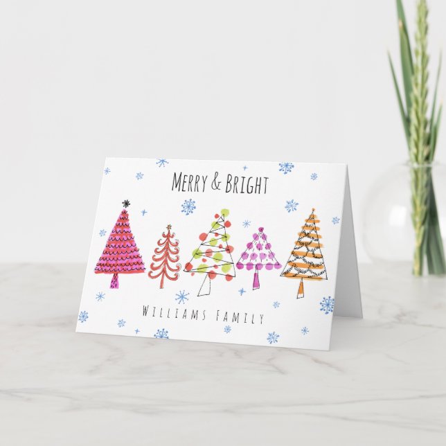 Cartes Pour Fêtes Annuelles Joli sapin de Noël Motif Joyeux brillant (Devant)