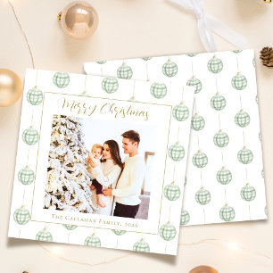 Cartes Pour Fêtes Annuelles Joli Vert En vichy Plaid Photo personnalisée Noël