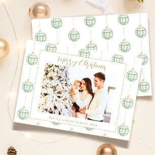 Cartes Pour Fêtes Annuelles Joli Vert En vichy Plaid Photo personnalisée Noël