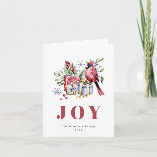 Cartes Pour Fêtes Annuelles Jolie aquarelle Cardinal Bird Noël (Devant)