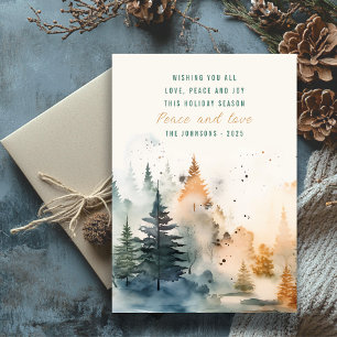 Cartes Pour Fêtes Annuelles Jolie aquarelle pinède brumeuse Noël