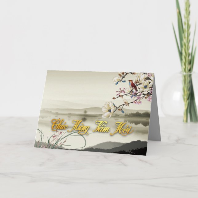 Cartes Pour Fêtes Annuelles Jolie bucolique vietnamienne Nouvel An GC (Devant)