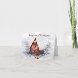 Cartes Pour Fêtes Annuelles Jolie cabane d'hiver Noël personnalisé