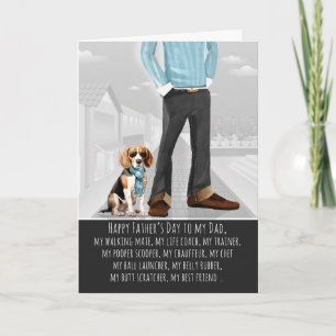 Cartes Pour Fêtes Annuelles Jolie chienne Beagle et papa drôle Fête des Pères
