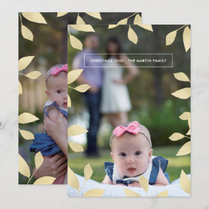Cartes Pour Fêtes Annuelles Jolie Faux Gold Feuilles de Noël Photo