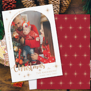 Cartes Pour Fêtes Annuelles Jolie Faux Rose Gold Family Photo Joyeux Noël