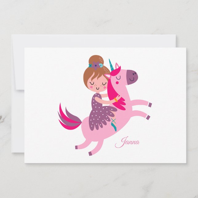 Cartes Pour Fêtes Annuelles Jolie fille aux cheveux blonds chevauchant une lic (Devant)