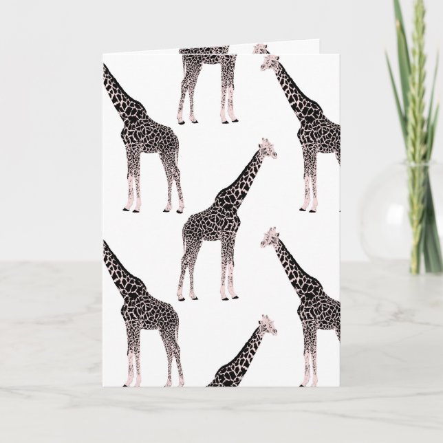 Cartes Pour Fêtes Annuelles Jolie Giraffe noire blanche rose (Devant)