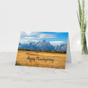 Cartes Pour Fêtes Annuelles Jolie Golden Field Mountains Photo Thanksgiving