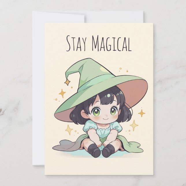Cartes Pour Fêtes Annuelles Jolie Halloween Magique Kawaii Baby sorcière (Devant)