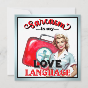 Cartes Pour Fêtes Annuelles Jolie infirmière pin-up_ Langage de l'amour