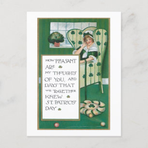 Cartes Pour Fêtes Annuelles Jolie Lassie irlandaise avec St. Patrick's Day Gre