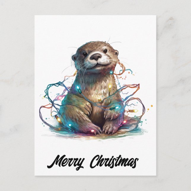 Cartes Pour Fêtes Annuelles Jolie Loupe de Noël adorable en lumières (Devant)