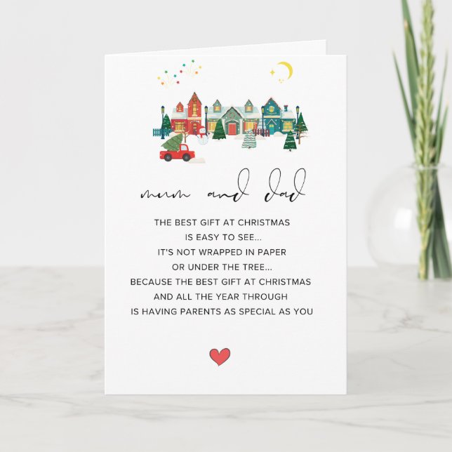 Cartes Pour Fêtes Annuelles Jolie Maman et Papa Joyeux Noël Plié (Devant)