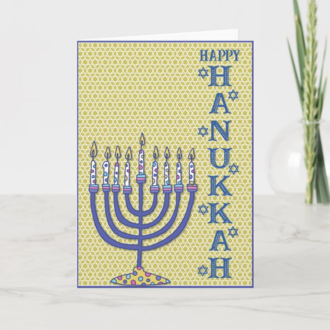 Cartes Pour Fêtes Annuelles Jolie menorah de Hanouka (Devant)