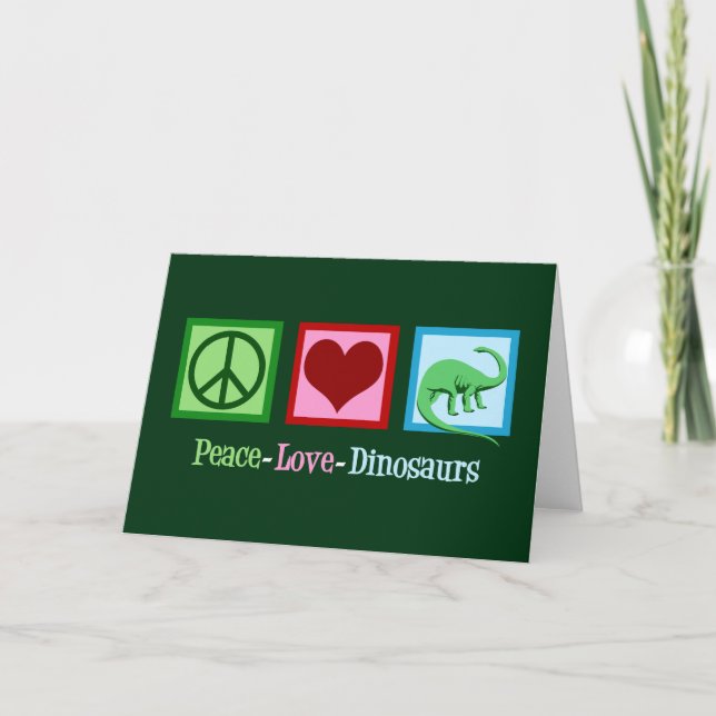 Cartes Pour Fêtes Annuelles Jolie Paix Amour Dinosaur Noël (Devant)