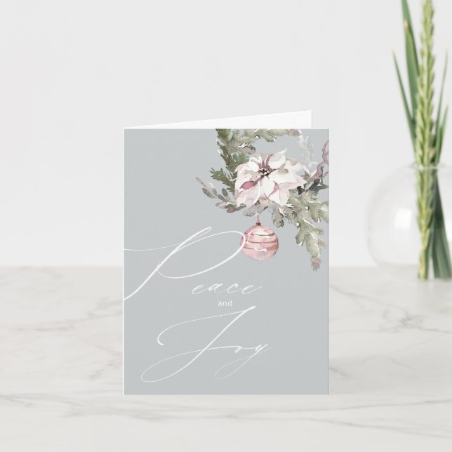Cartes Pour Fêtes Annuelles Jolie Pastel rose Calligraphie d'ornement de Noël (Devant)