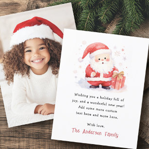 Cartes Pour Fêtes Annuelles Jolie Père Noël aquarelle Joyeuse photo de Noël