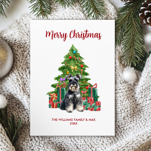 Cartes Pour Fêtes Annuelles Jolie petite Schnauzer Chien Famille Noël