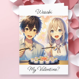 Cartes Pour Fêtes Annuelles Jolie photo d'anime de sushi pour la Saint-Valenti