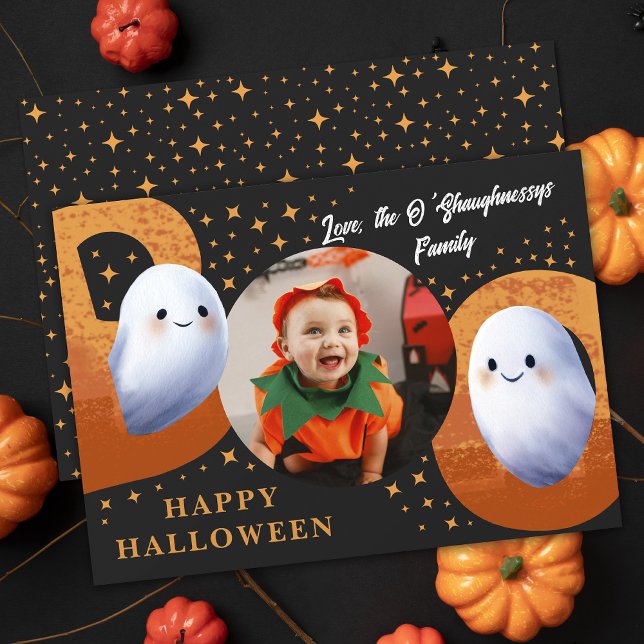 Cartes Pour Fêtes Annuelles Jolie Photo de Fantôme de Halloween Spooky Boo (Créateur téléchargé)