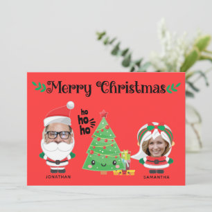 Cartes Pour Fêtes Annuelles Jolie photo Funny Père Noël Famille Joyeux Noël