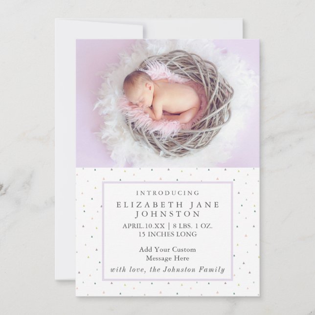 Cartes Pour Fêtes Annuelles Jolie photo moderne nouveau-né naissance bébé nais (Devant)