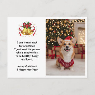Cartes Pour Fêtes Annuelles Jolie photo personnalisée de corgi de Noël