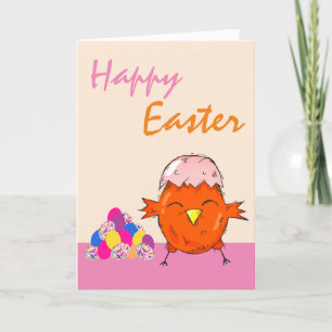 Cartes Pour Fêtes Annuelles Jolie poussette aux oeufs de Pâques Joyeux Pâques