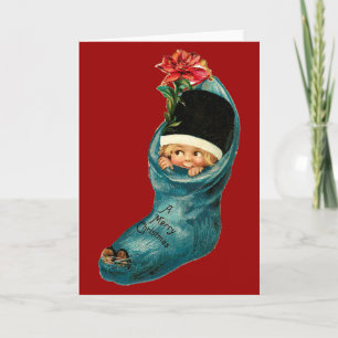 Cartes Pour Fêtes Annuelles Jolie réserve de Noël, Petit enfant, Rouge blanc