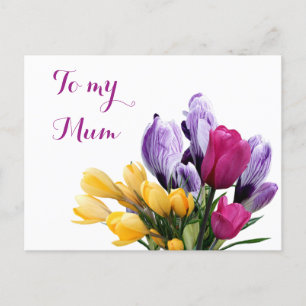 Cartes Pour Fêtes Annuelles Jolie tulipe jaune violet pour maman