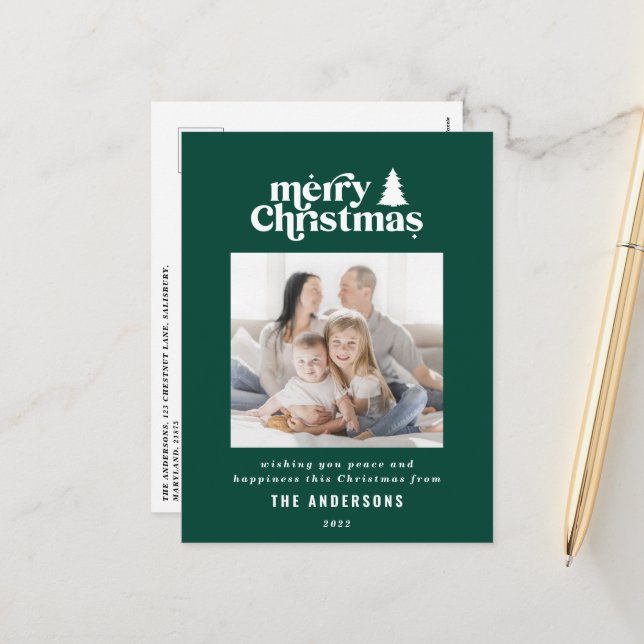 Cartes Pour Fêtes Annuelles Jolie typographie de Noël (Devant/Arrière en situation)