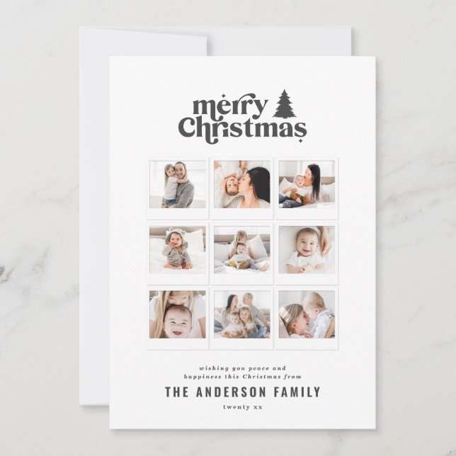 Cartes Pour Fêtes Annuelles Jolie typographie de Noël multi photo (Devant)