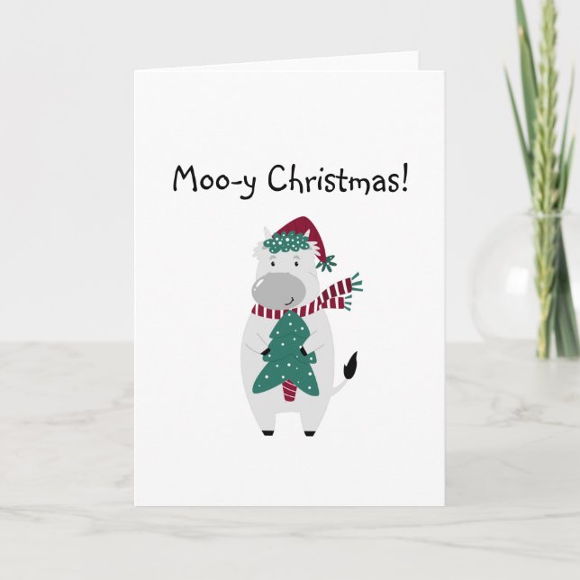 Cartes Pour Fêtes Annuelles jolie vache drôle jeu de jeu Noël heureux (Devant)