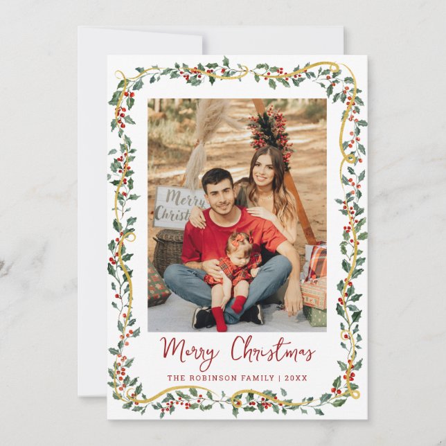 Cartes Pour Fêtes Annuelles Jolie végétation botanique Joyeux Noël 1 Photo (Devant)