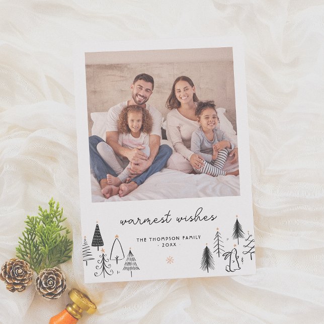 Cartes Pour Fêtes Annuelles Jolies Arbres de Noël Personnalisé Salutation Phot (Créateur téléchargé)