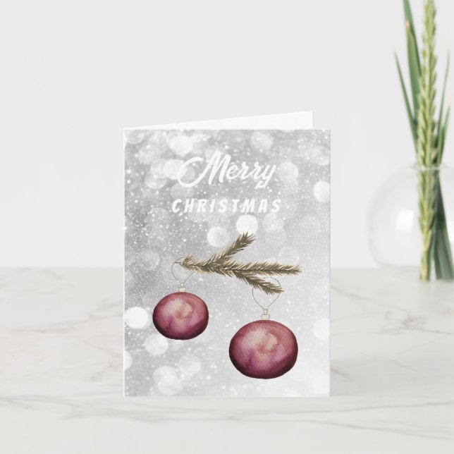 Cartes Pour Fêtes Annuelles Jolies Branches Et Boules De Noël (Devant)