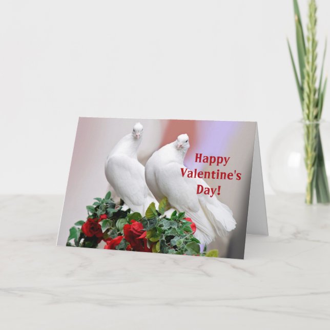 Cartes Pour Fêtes Annuelles Jolies colombes blanches Saint Valentin pliées (Devant)