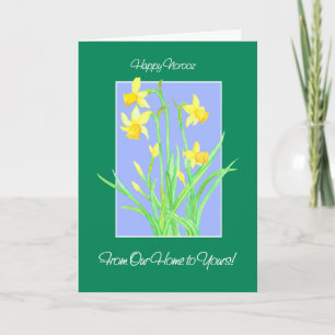 Cartes Pour Fêtes Annuelles Jolies jonquilles 'De notre maison à la vôtre' Nor