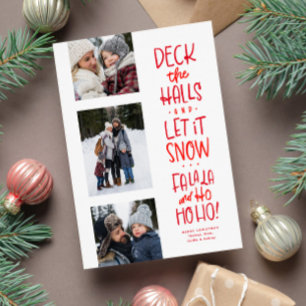 Cartes Pour Fêtes Annuelles Jolies photos amusantes de Noël rouge et blanc en