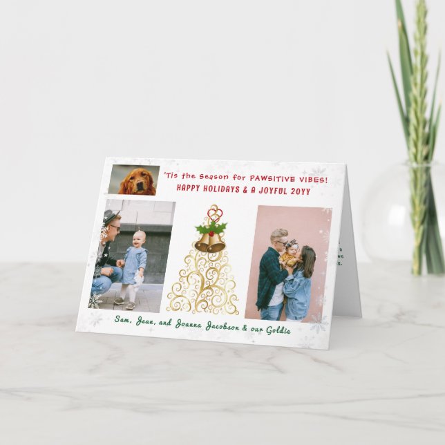 Cartes Pour Fêtes Annuelles Jolies Photos Drôles de Chien Chat Pattes Positive (Devant)