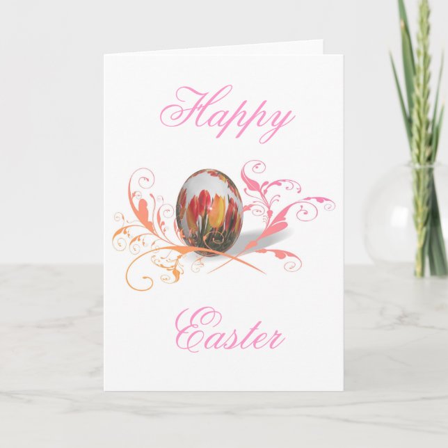 Cartes Pour Fêtes Annuelles Jolies Tulipes OEuf de Pâques (Devant)
