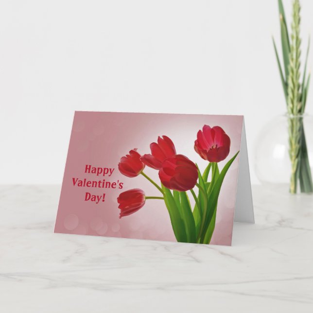 Cartes Pour Fêtes Annuelles Jolies tulipes rouges La Saint Valentin repliée (Devant)